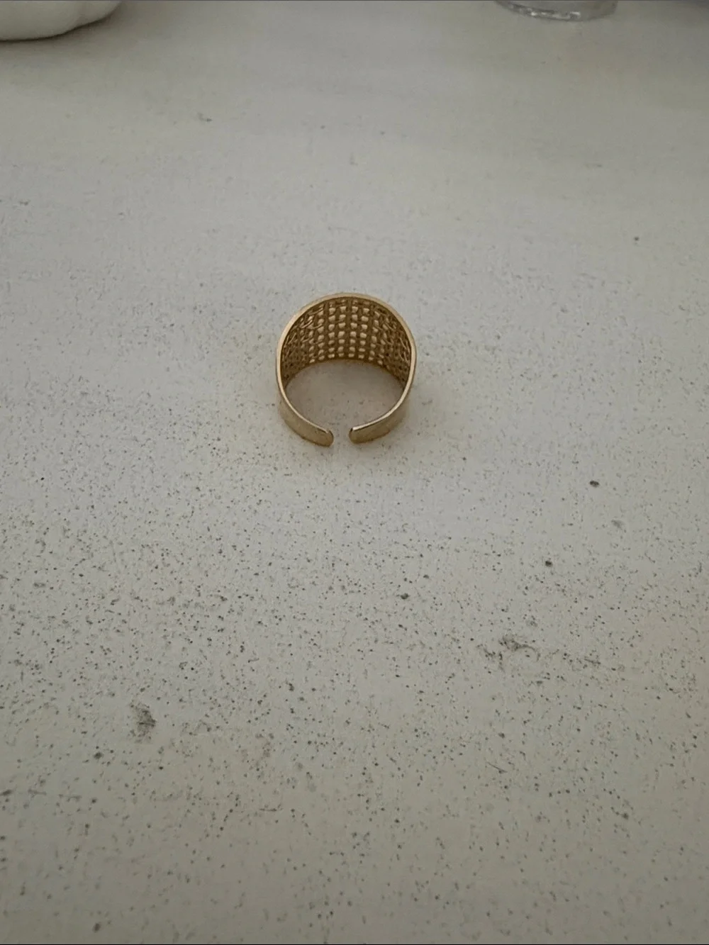 Gold Woven Pattern Wide Band Ring